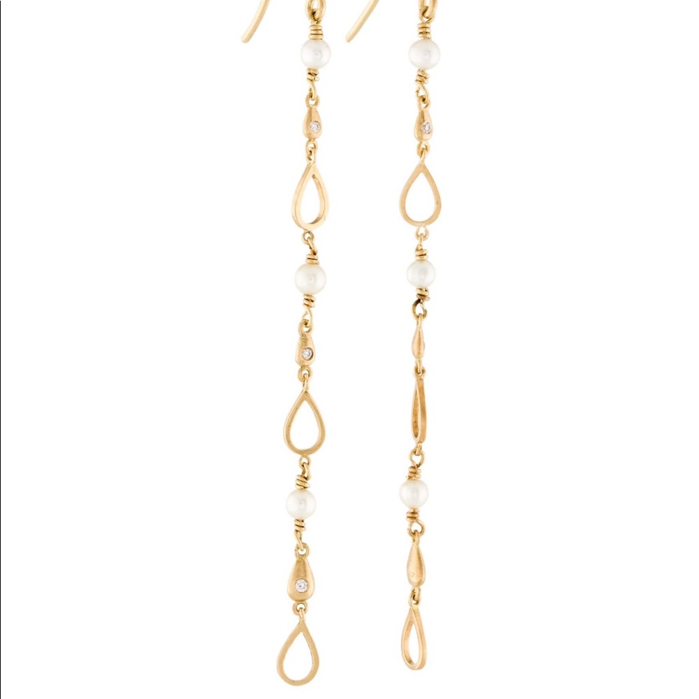 TIFFANY &Co. IRIDESSI 18K PEARL & DIAMOND EARRINGS
